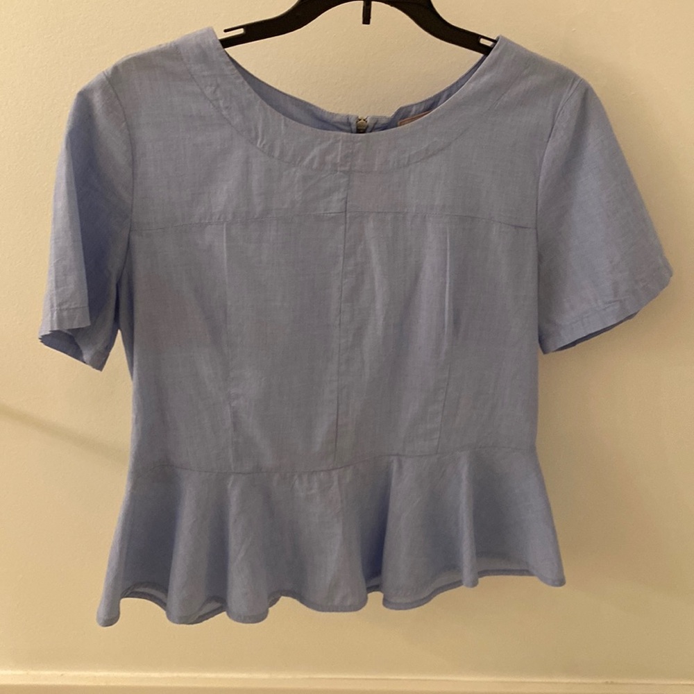 GAP Light Blue Peplum Short Sleeve Top